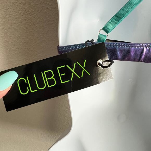 New Club Exx Dolls Kill Cosmic Ace Metallic Bra Top Women's S Festival Rave - Picture 4 of 6